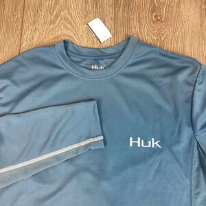 Huk‎ Long Sleeve Shirt Fishing Lightweight Teal Blue S Tshirt Tee Performance